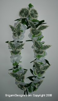 Green & White butterfly money lei